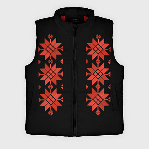 Мужской жилет Удмуртский - вертикаль black 2 / 3D-Красный – фото 1