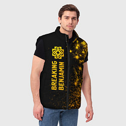 Мужской жилет Breaking Benjamin - gold gradient: по-вертикали, цвет: 3D-черный — фото 2
