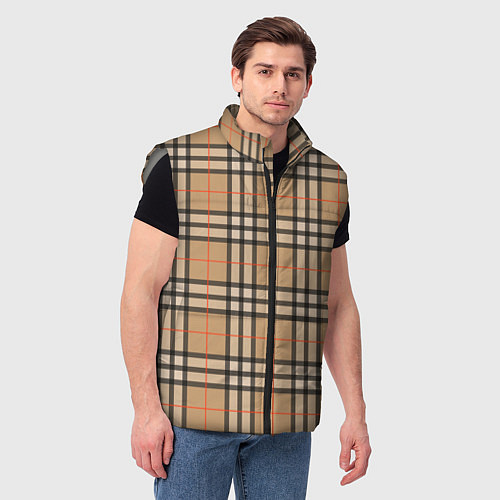 Мужской жилет Клетка коричневая / 3D-Светло-серый – фото 3