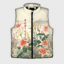 Мужской жилет Тигровые лилии - японский стиль, цвет: 3D-черный