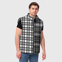 Мужской жилет Черно-белый паттерн клетка, цвет: 3D-светло-серый — фото 2