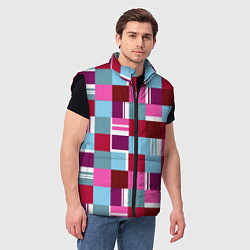 Мужской жилет Ретро квадраты вишнёвые, цвет: 3D-черный — фото 2