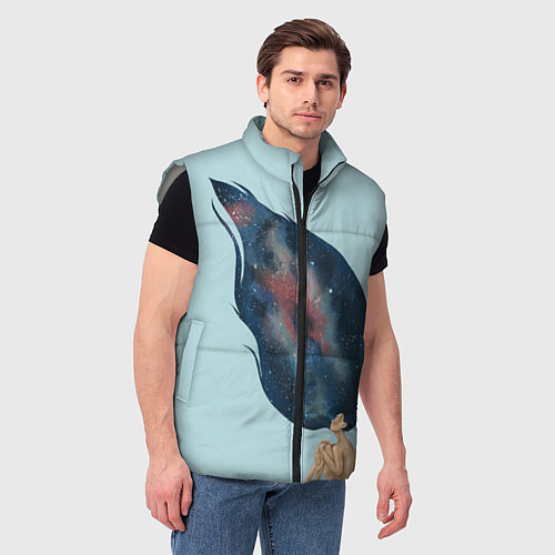 Мужской жилет Девушка космос в волосах / 3D-Светло-серый – фото 3