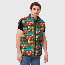 Мужской жилет Мультяшный мухомор паттерн, цвет: 3D-светло-серый — фото 2