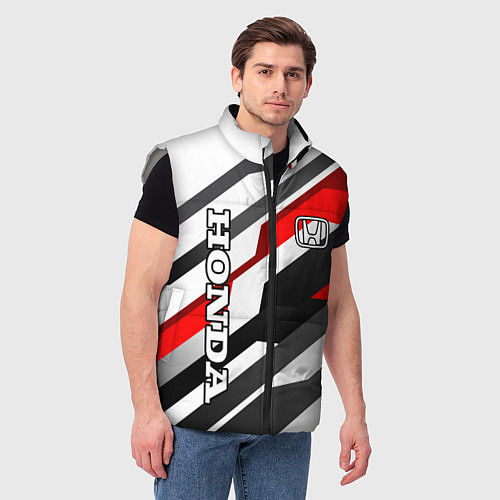 Мужской жилет Honda - red and white / 3D-Светло-серый – фото 3