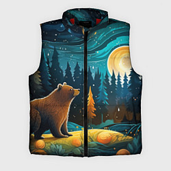Мужской жилет Хозяин тайги: медведь в лесу, цвет: 3D-красный