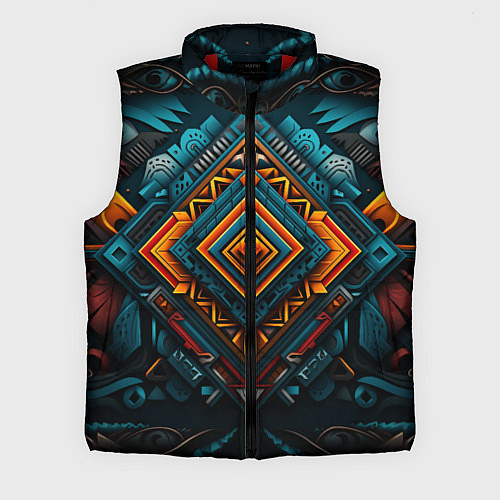 Мужской жилет Орнамент с оранжевыми и синими ромбами / 3D-Красный – фото 1
