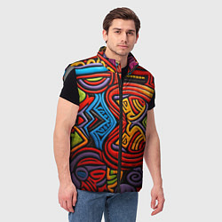 Мужской жилет Разноцветный узор в стиле абстракционизм, цвет: 3D-светло-серый — фото 2