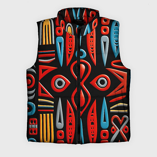 Мужской жилет Красно-синий узор в африканском стиле / 3D-Красный – фото 1