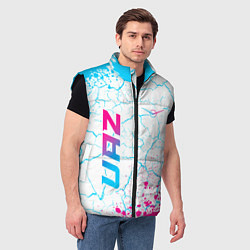 Мужской жилет UAZ neon gradient style вертикально, цвет: 3D-черный — фото 2
