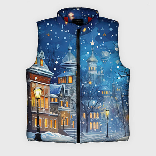 Мужской жилет Новогоднее настроение город / 3D-Красный – фото 1