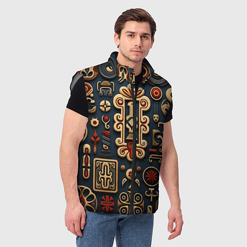 Мужской жилет Абстрактный паттерн в славянском стиле / 3D-Светло-серый – фото 3