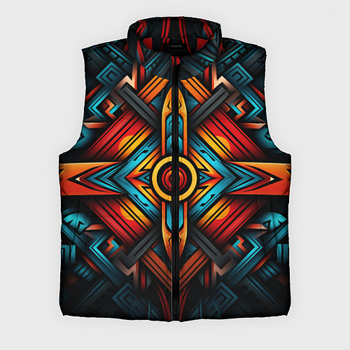 Мужской жилет Симметричный геометрический узор в этническом стил / 3D-Красный – фото 1