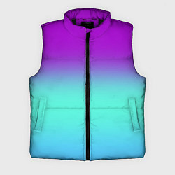 Мужской жилет Фиолетовый бирюзовый голубой неоновый градиент, цвет: 3D-черный
