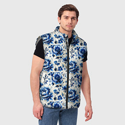 Мужской жилет Гжель узор паттерн, цвет: 3D-светло-серый — фото 2