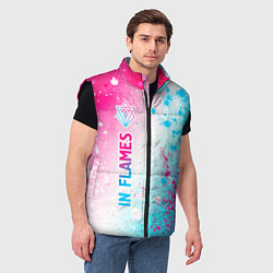 Мужской жилет In Flames neon gradient style по-вертикали, цвет: 3D-черный — фото 2