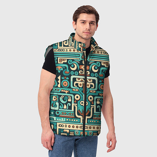 Мужской жилет Абстрактный паттерн в ацтекском стиле / 3D-Светло-серый – фото 3