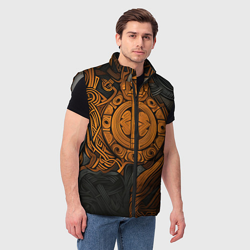 Мужской жилет Узор в скандинавском фолк-арт стиле / 3D-Светло-серый – фото 3