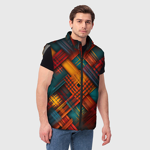 Мужской жилет Разноцветная клетка в шотландском стиле / 3D-Светло-серый – фото 3