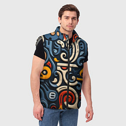 Мужской жилет Абстрактный цветной паттерн в славянском стиле, цвет: 3D-светло-серый — фото 2