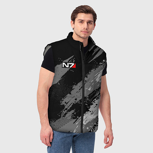 Мужской жилет N7 - mass effect monochrome / 3D-Светло-серый – фото 3