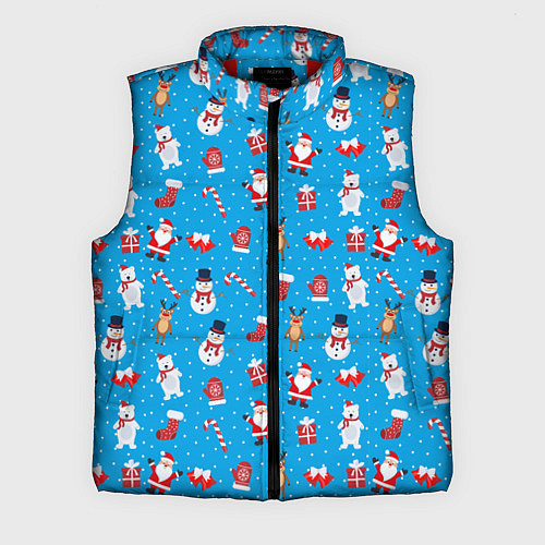 Мужской жилет Новогодний голубой принт / 3D-Красный – фото 1