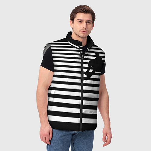 Мужской жилет Силуэт на чёрно белом полосы / 3D-Светло-серый – фото 3