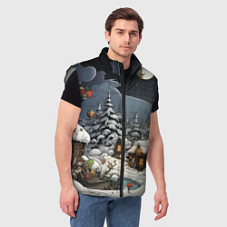 Мужской жилет Волшебство новогодней ночи, цвет: 3D-светло-серый — фото 2