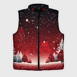 Мужской жилет Зимний берег реки с деревьями и льдом, цвет: 3D-красный