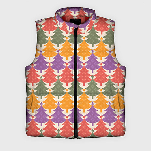 Мужской жилет Новогодние разноцветные ёлочки / 3D-Красный – фото 1