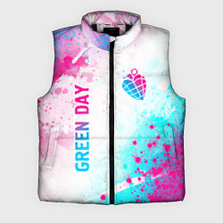 Мужской жилет Green Day neon gradient style вертикально, цвет: 3D-черный