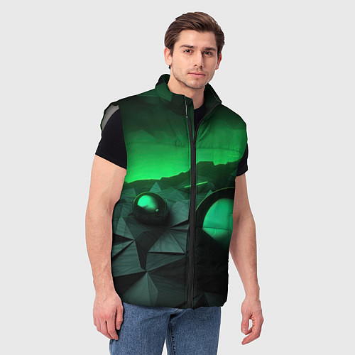 Мужской жилет Асимметрия растительного узора / 3D-Светло-серый – фото 3