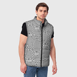 Мужской жилет Лабиринт с иероглифами на белом, цвет: 3D-черный — фото 2