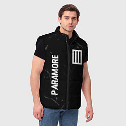 Мужской жилет Paramore glitch на темном фоне вертикально, цвет: 3D-черный — фото 2