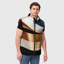 Мужской жилет Золотистые вставки абстракции, цвет: 3D-красный — фото 2