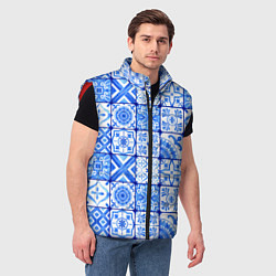 Мужской жилет Голубая плитка из кухни, цвет: 3D-красный — фото 2