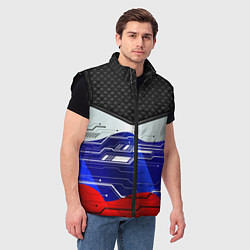 Мужской жилет Стёганные ромбы: русский хакер, цвет: 3D-черный — фото 2