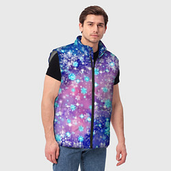 Мужской жилет Снежинки - морозный паттерн, цвет: 3D-светло-серый — фото 2