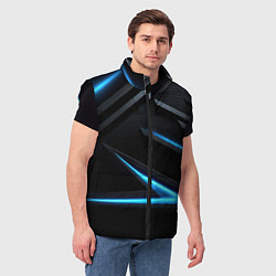Мужской жилет Черный и синий фон с абстракцией, цвет: 3D-черный — фото 2