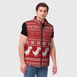 Мужской жилет Динозаврик гугл хром - красный, цвет: 3D-черный — фото 2