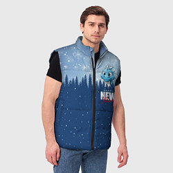 Мужской жилет Дракон в зимнем лесу, цвет: 3D-черный — фото 2
