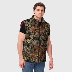 Мужской жилет Золотые узоры пейсли, цвет: 3D-красный — фото 2