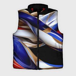 Мужской жилет Синие и белые волны абстракт, цвет: 3D-красный
