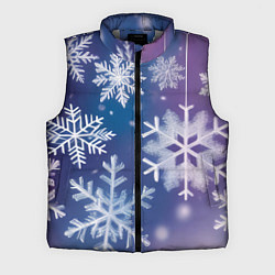 Мужской жилет Снежинки на фиолетово-синем фоне, цвет: 3D-светло-серый