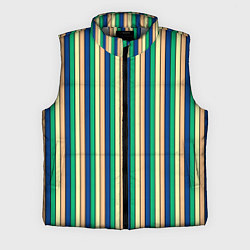 Мужской жилет Полосатый жёлто-зелёно-синий, цвет: 3D-светло-серый