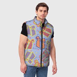 Мужской жилет Узор с яркими разноцветными бантами в горошек, цвет: 3D-черный — фото 2