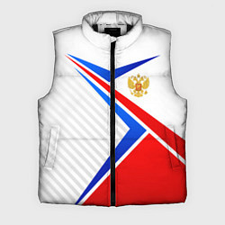 Мужской жилет Герб РФ - классические цвета флага, цвет: 3D-черный