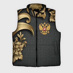 Мужской жилет Золотой герб России и объемные узоры, цвет: 3D-черный