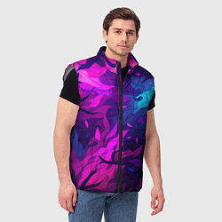 Мужской жилет Фиолетовые яркие лепестки, цвет: 3D-светло-серый — фото 2