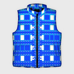 Мужской жилет Синие и белые квадраты, цвет: 3D-черный